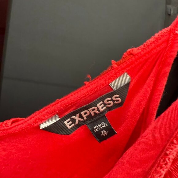 Express Red Floral Lace Dress - Picture 3 of 5